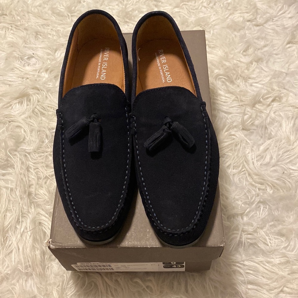 Navy River Island Tassel Loafers